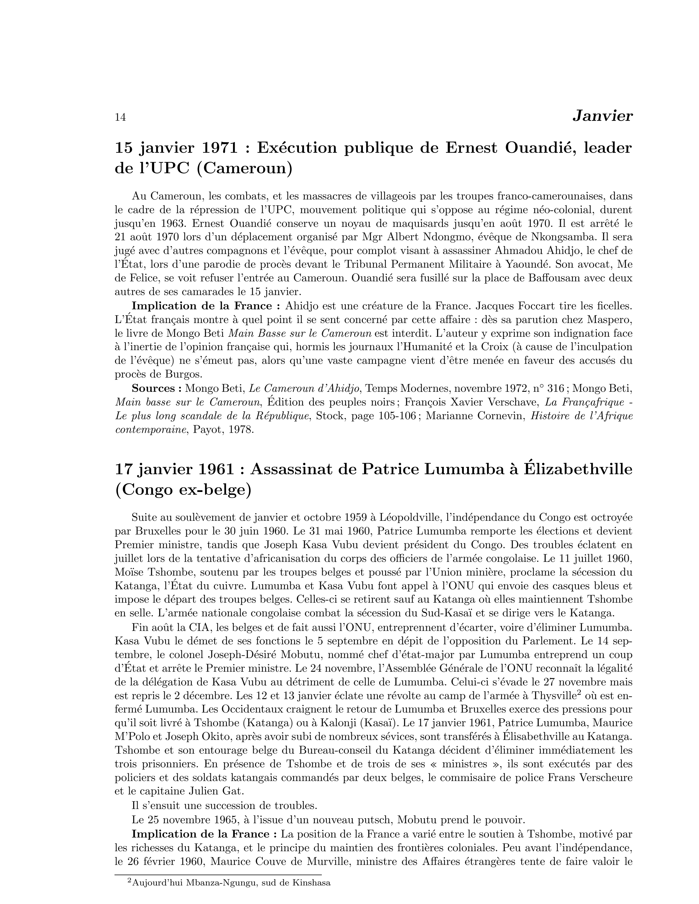 15 janvier 1971 — Exécution publique d’Ernest Ouandié, leader de l’UPC (Cameroun)