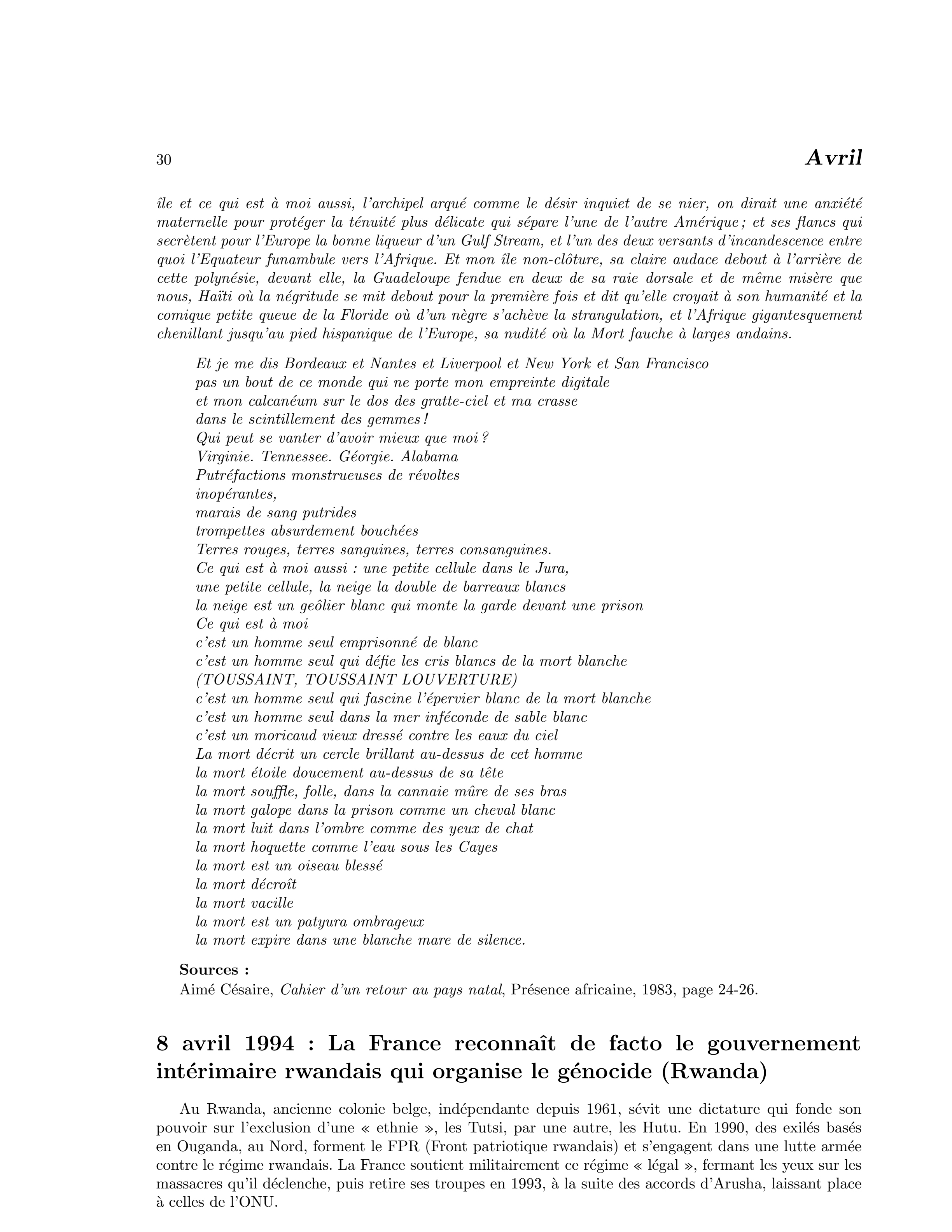 8 avril 1994 — La France reconnaît de facto le gouvernement intérimaire qui organise le génocide (Rwanda)