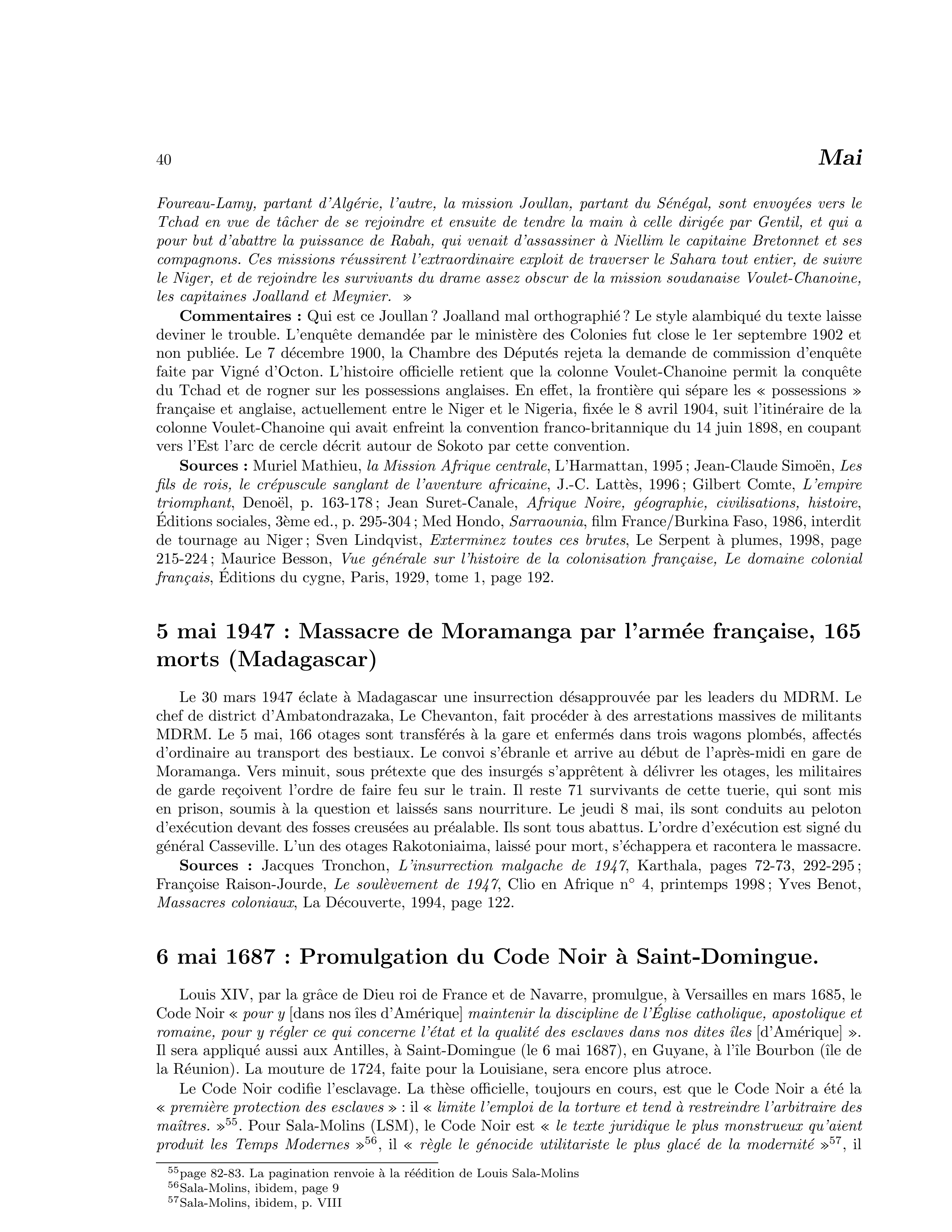 5 mai 1947 — Massacre de Moramanga par l’armée française : 165 morts (Madagascar)