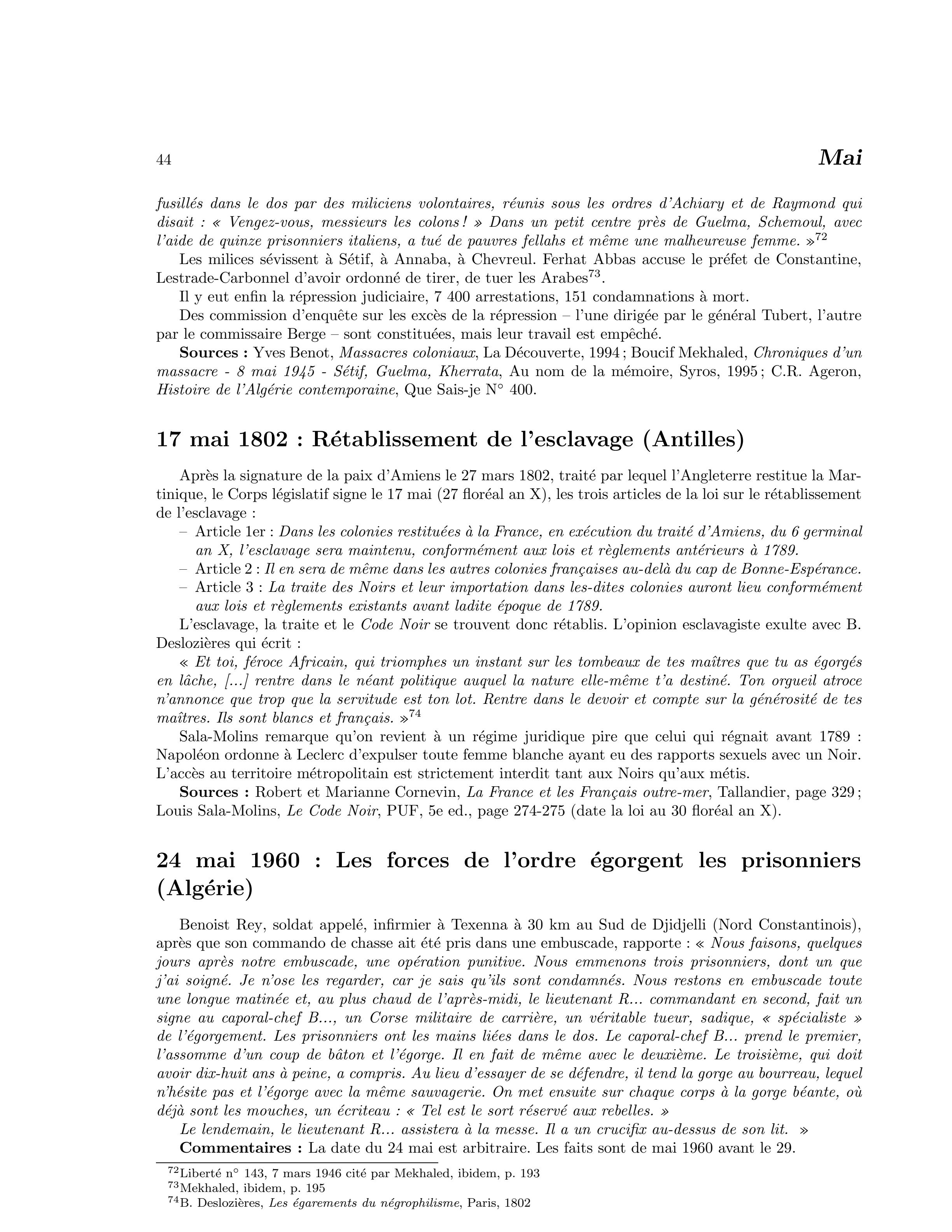 24 mai 1960 — Les forces de l’ordre égorgent les prisonniers (Algérie)