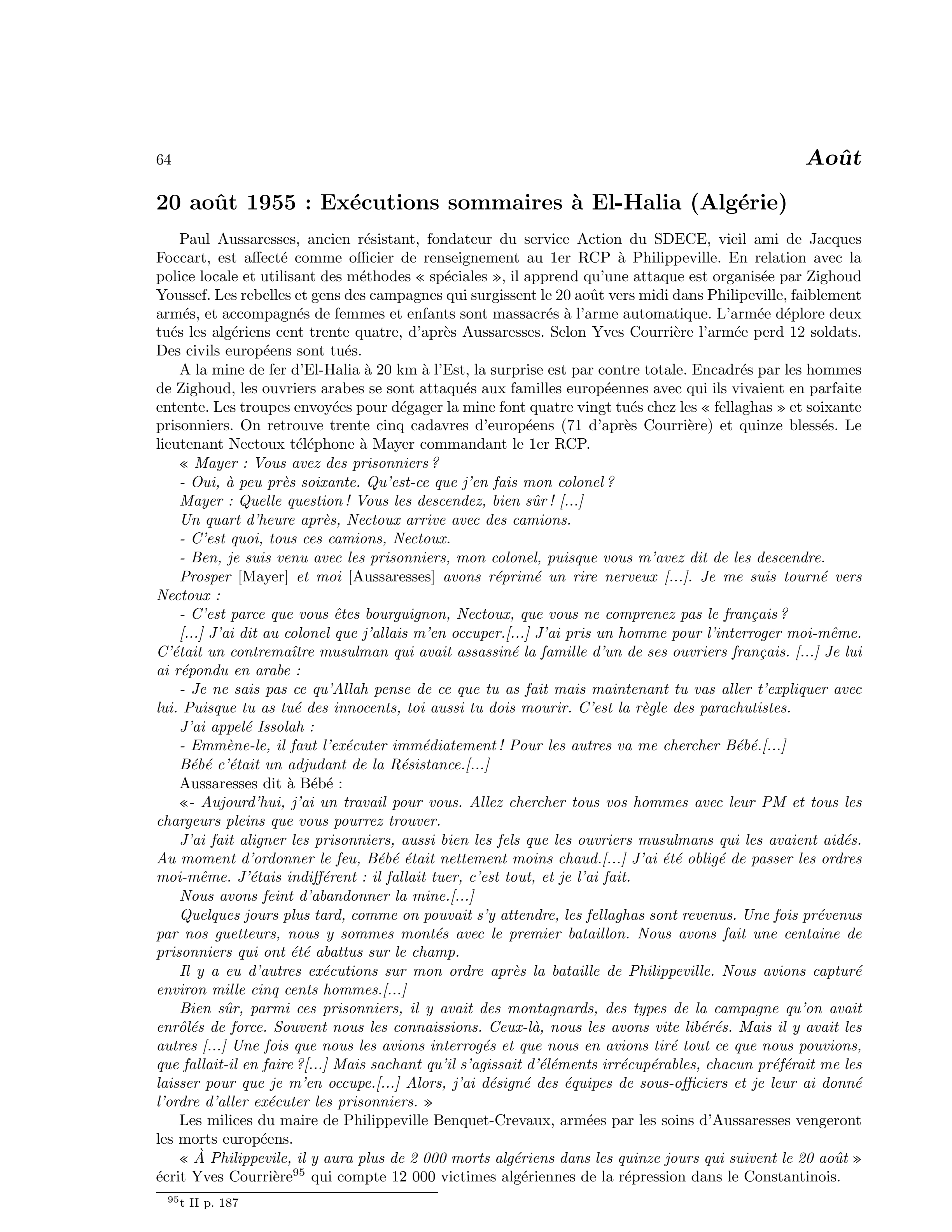 20 août 1955 — Exécutions sommaires à El-Halia (Algérie)
