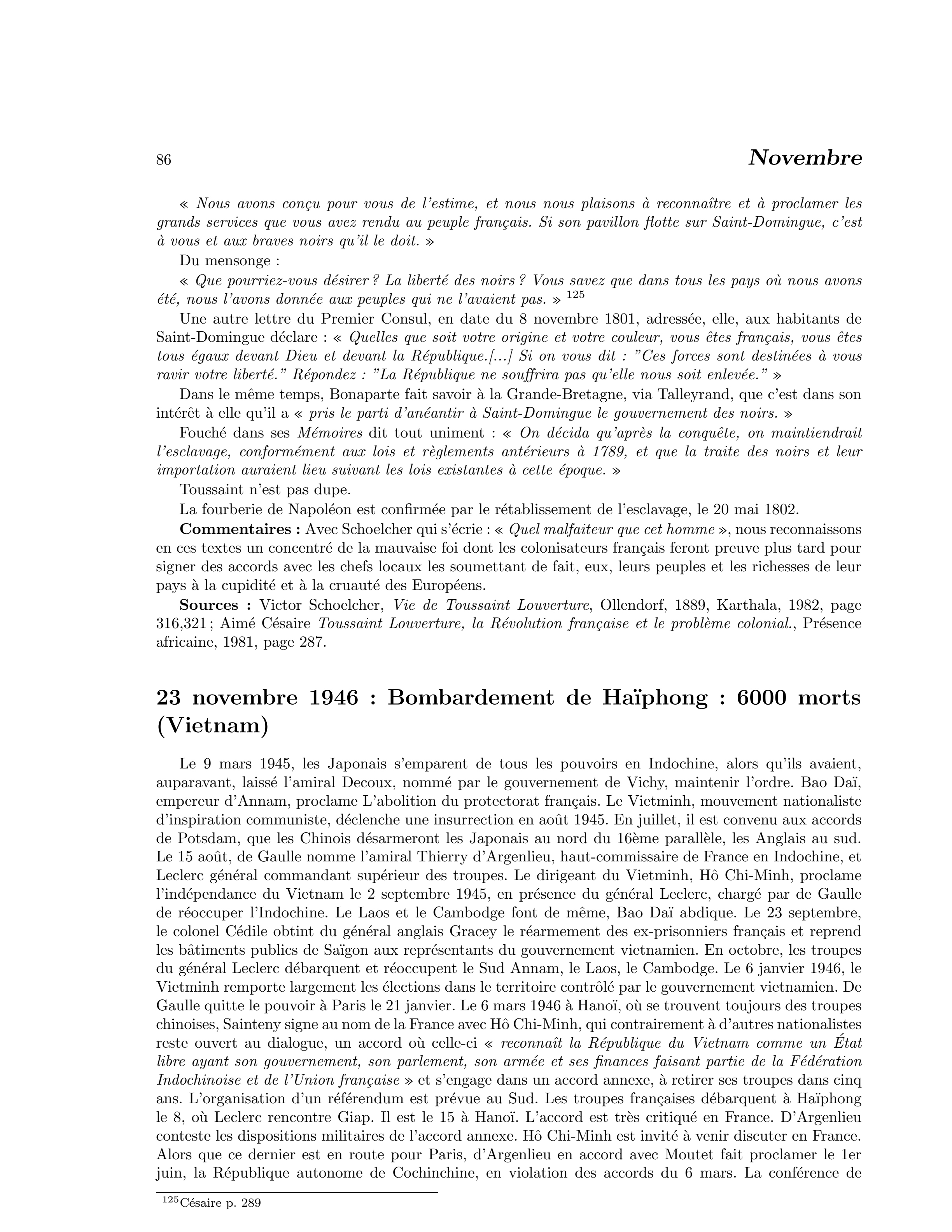 23 novembre 1946 — Bombardement de Haïphong : 6 000 morts (Vietnam)