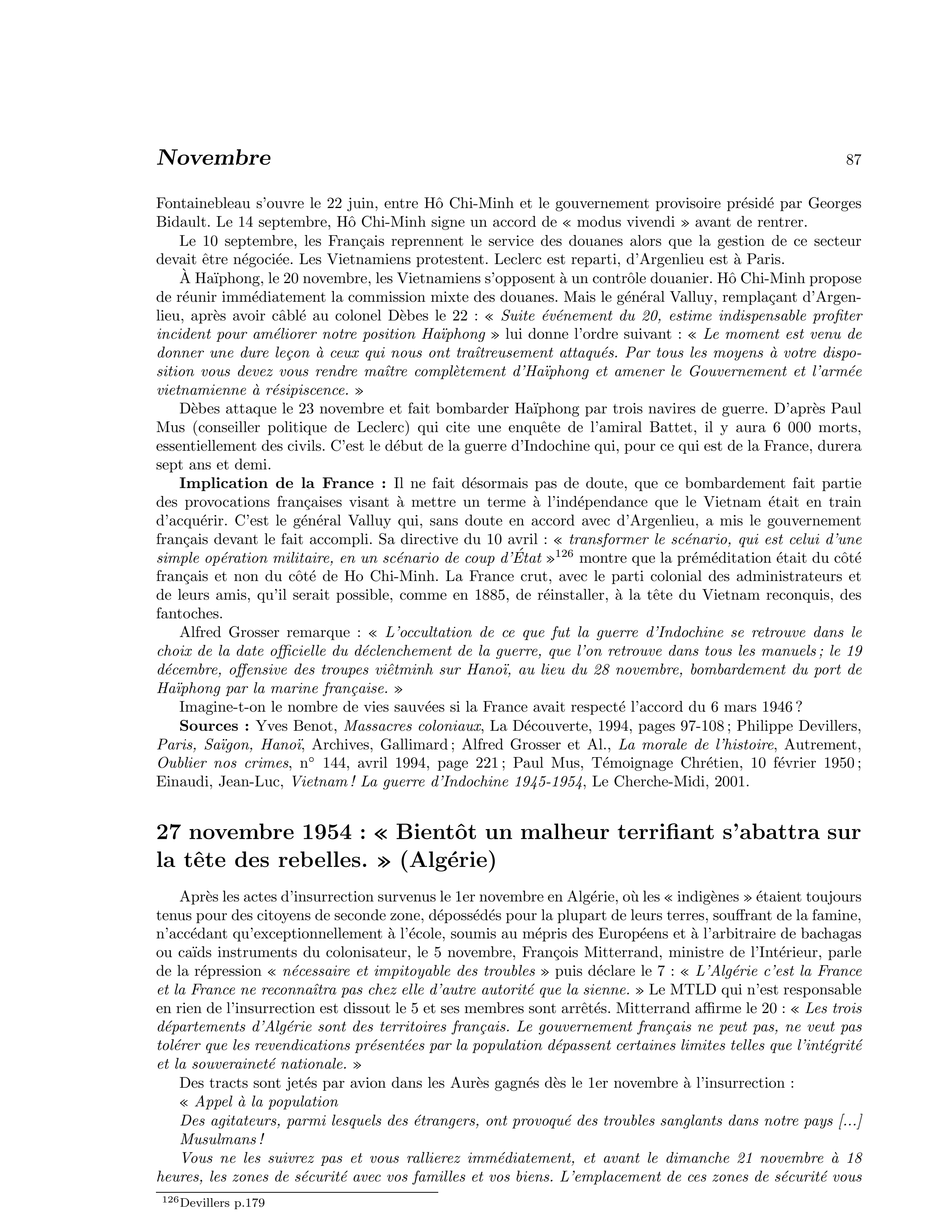 27 novembre 1954 — Menace d’un « malheur terrifiant » contre les rebelles (Algérie)